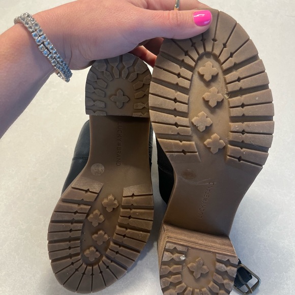 Lucky Brand Platform Wedges in black leather with open-toe and rubber soal - Picture 7 of 7